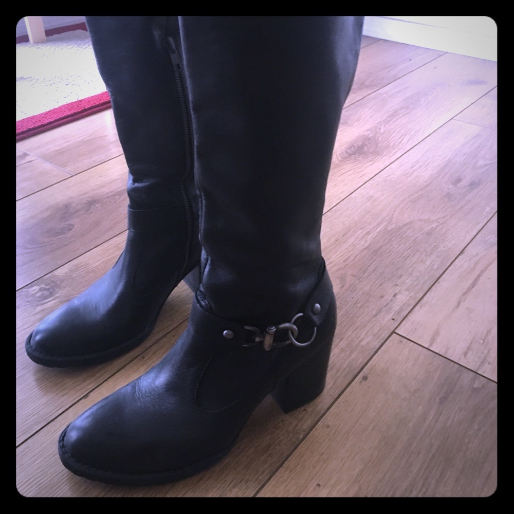Tall black leather Born boots size 9.5